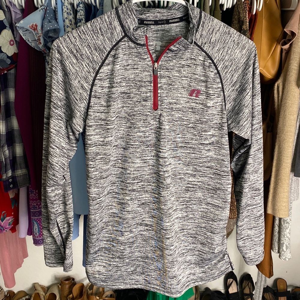 Gray Long Sleeve Quarter Zip Athletic Sweatshirt | Size : 14-16